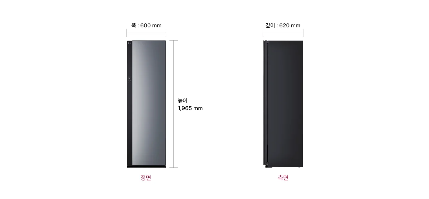 제품 크기 정면·측면 치수